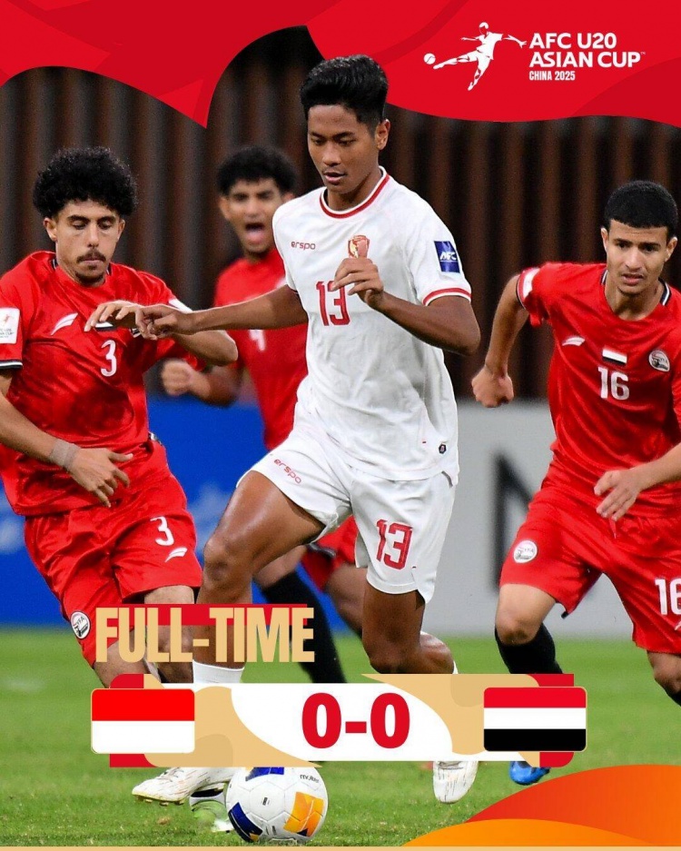  U20亞洲杯：印尼0-0戰(zhàn)平也門，兩隊(duì)分列C組第三、第四