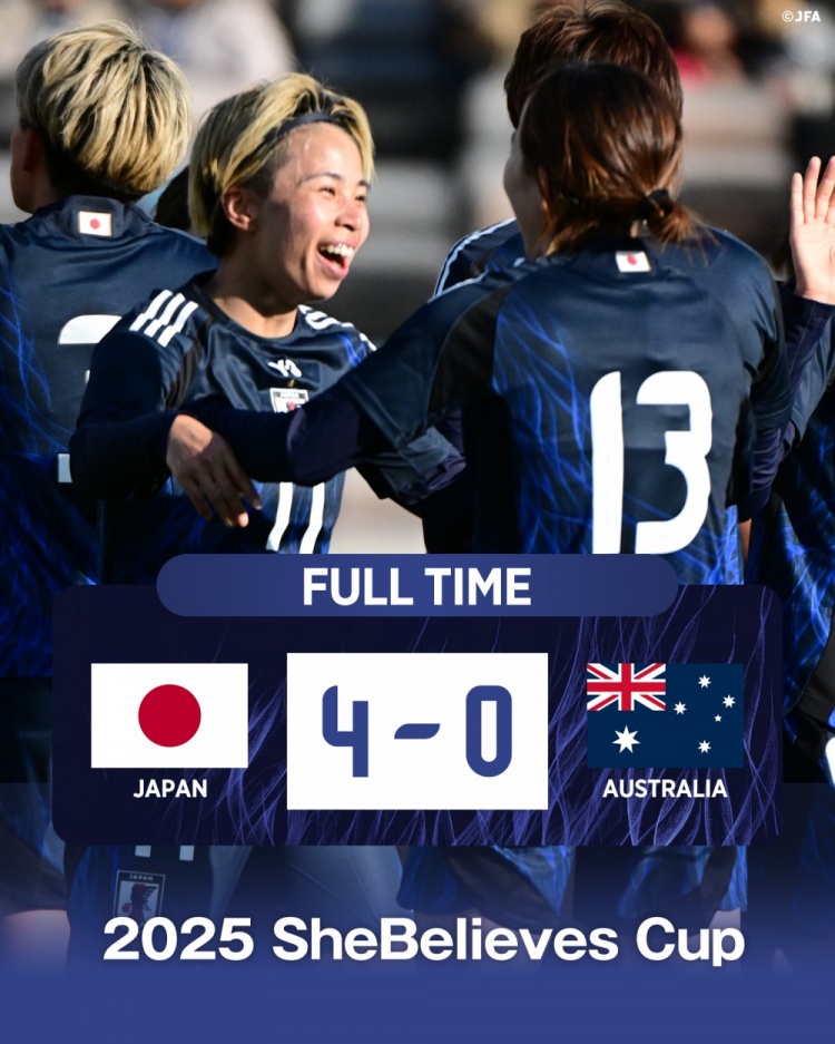 熱身賽日本女足4-0澳大利亞女足，田中美南2射1傳&長谷川唯任隊長