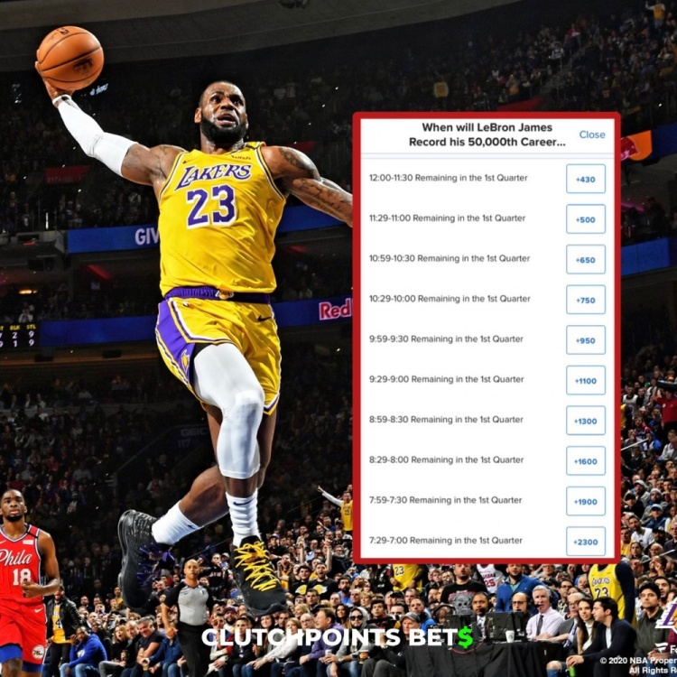  僅差1分！詹姆斯今日何時破五萬分賠率：開場30秒內(nèi)最被看好