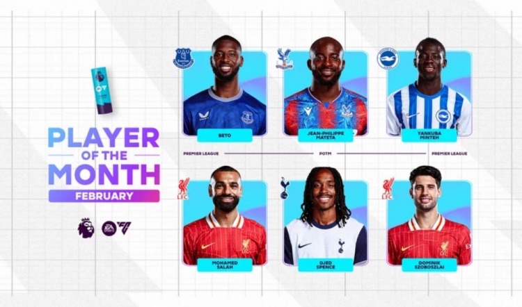  英超2月最佳候選：貝托、馬特塔、明特、薩拉赫、斯賓塞、索博