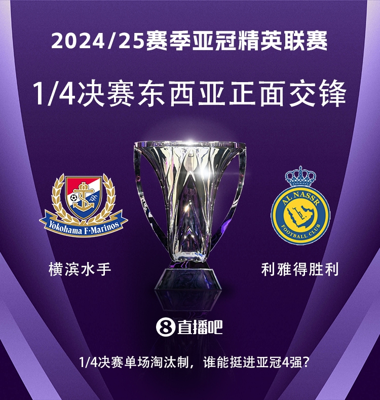  亞冠1/4決賽對(duì)陣：利雅得勝利vs橫濱水手，C羅vs安德森-洛佩斯！