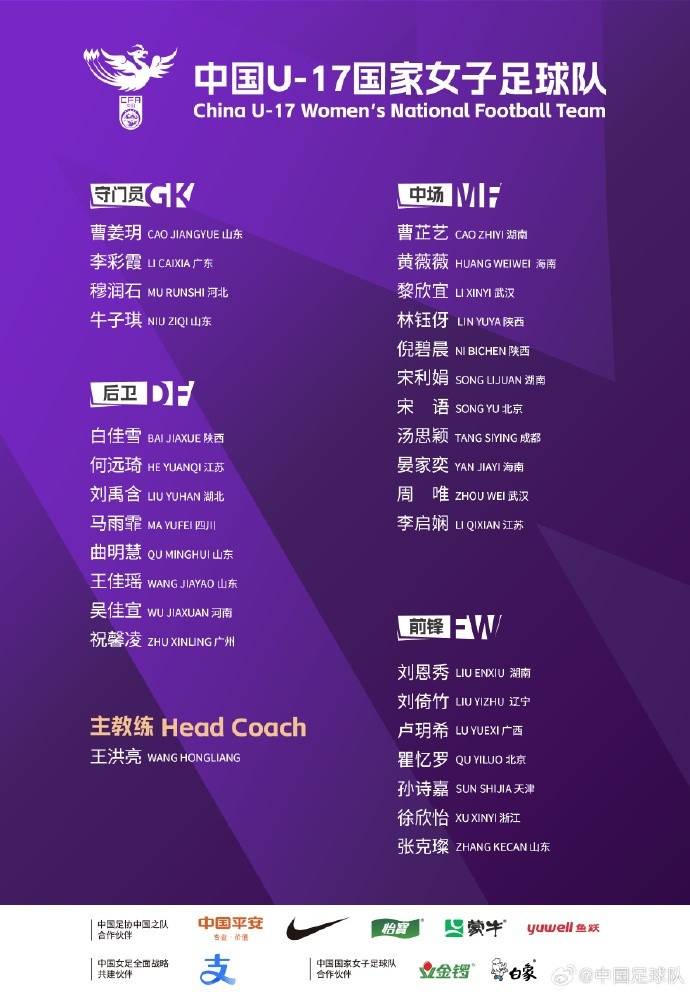  U17女足30人將在蘇州集訓(xùn)備戰(zhàn)世界杯，姜寧、朱挺擔(dān)任訓(xùn)練員